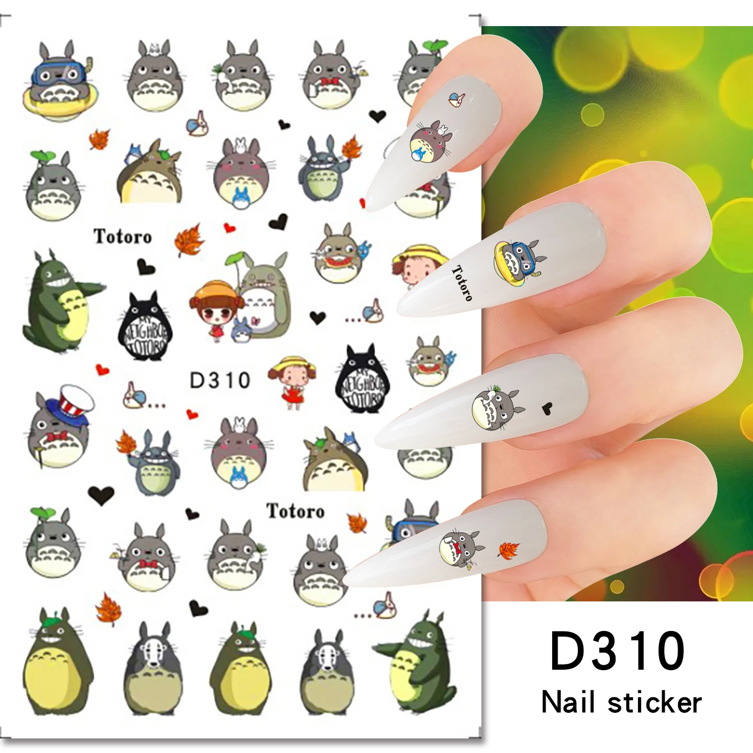 Miniso Cartoon Snoopy Nail Stickers Anime Character Sticker Nail Supplies Decal DlY Kawaii Demon Slayer Stickers Nail Decoration