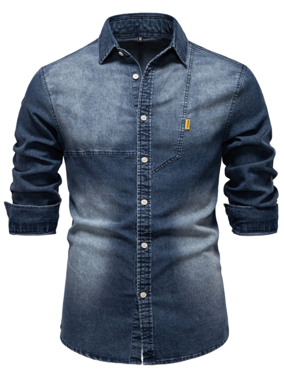 

Повседневная однотонная ковбойская джинсовая одежда Long Sve, мужская свободная посадка, дышащая влажная одежда ng, весенний сезон, дорожная одежда