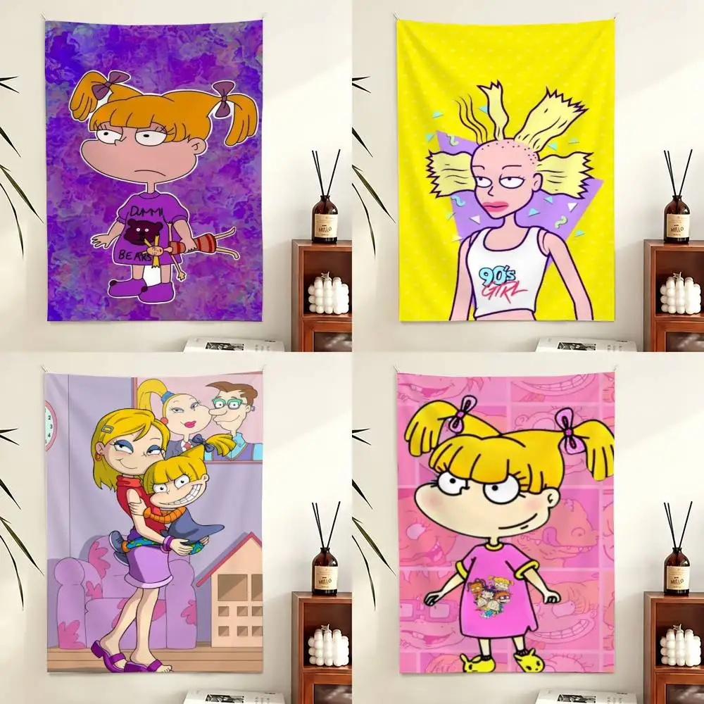 A-Angelica Pickles Rugrats Cartoon Tapestry Background Hanging Cloth Bedroom Room Decor Aesthetic Tapestry Wall Party