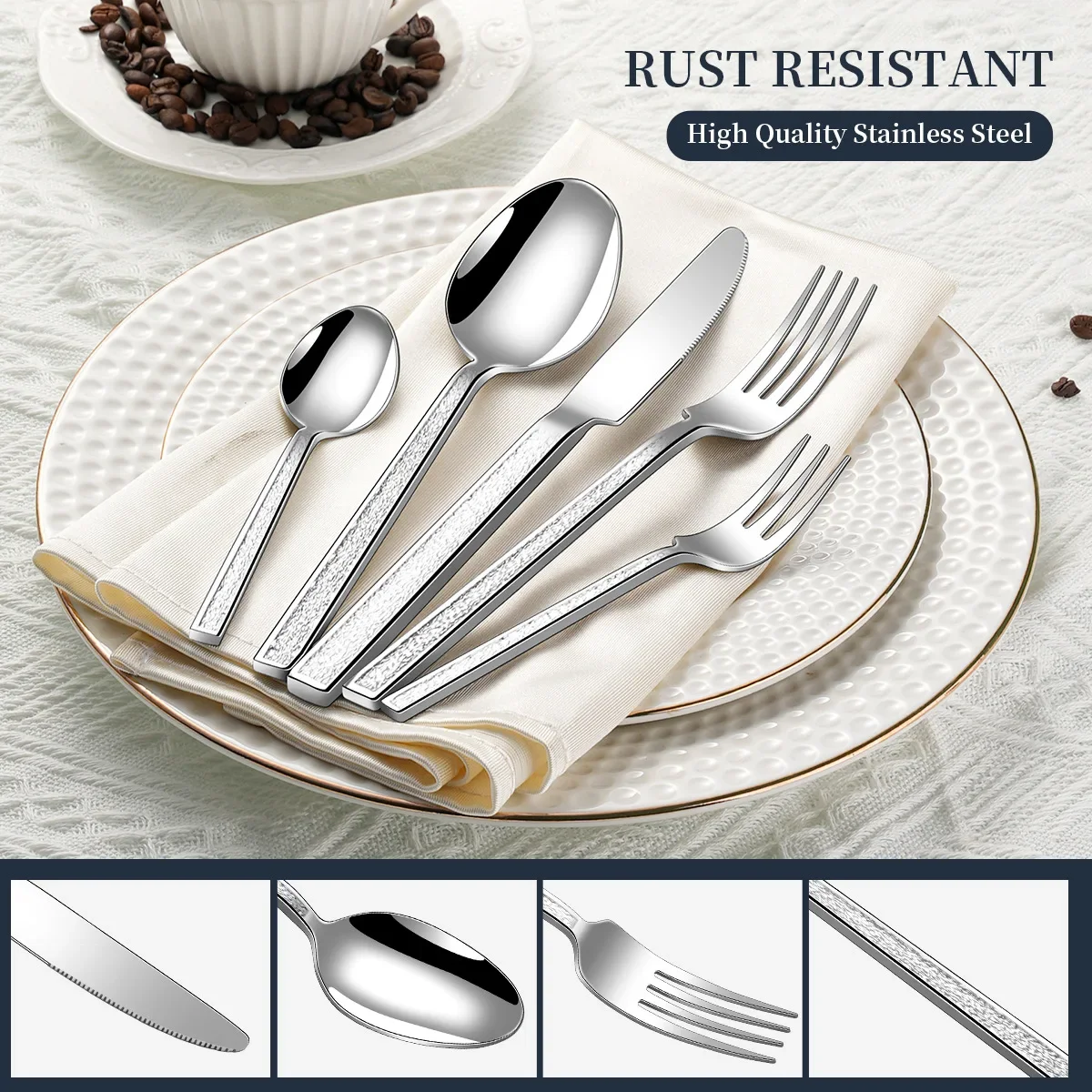 30Pcs Fashion New Cutlery Set 18/10 Stainless Steel Gift Flatware 410 Steel Knife Fork Spoon Dinnerware for 6 Drop Shipping