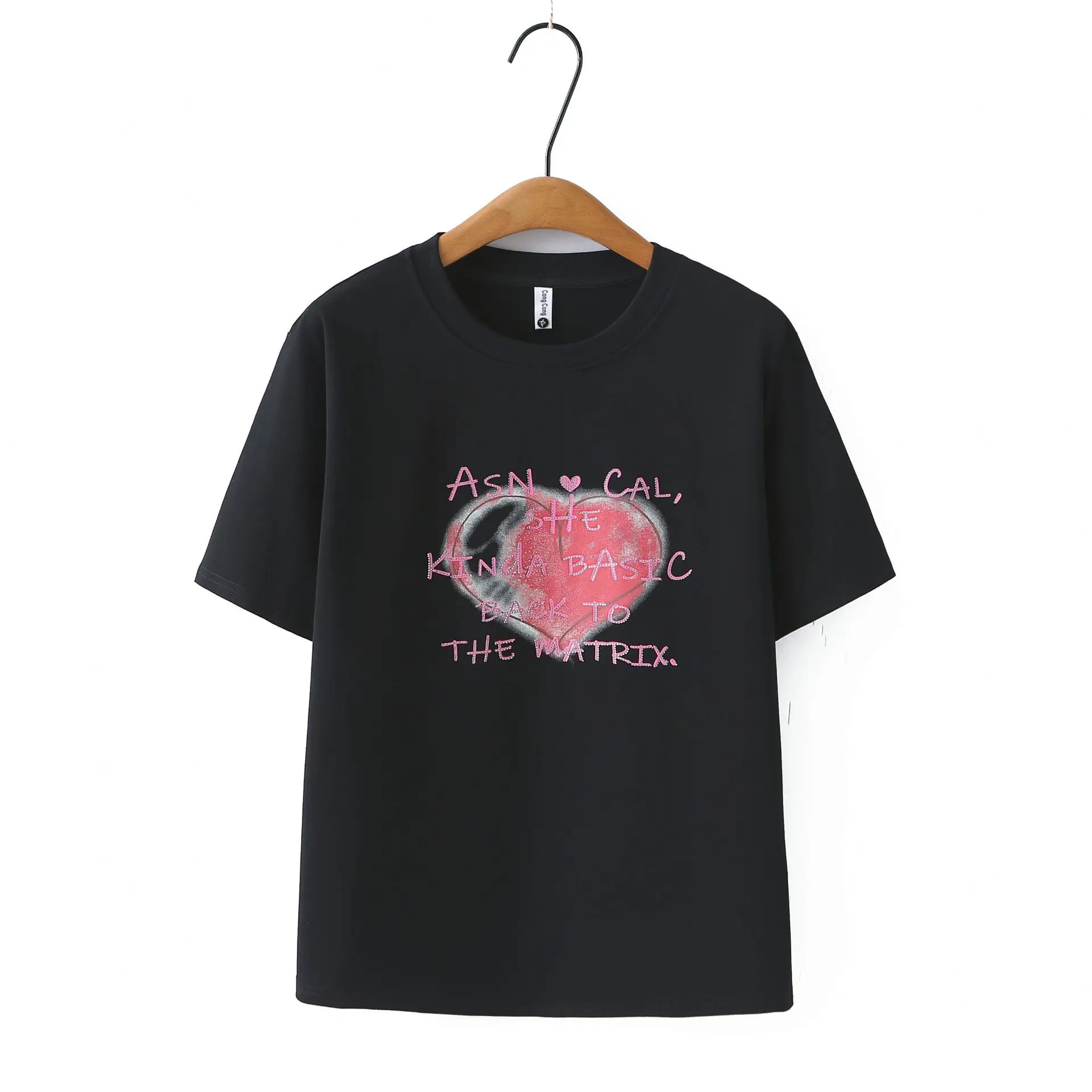 

Plus Size Women's Top Summer New Casual Hot Drilling Love Letter Short Sleeve Tees 100kg Casual Cotton T-shirt 2516