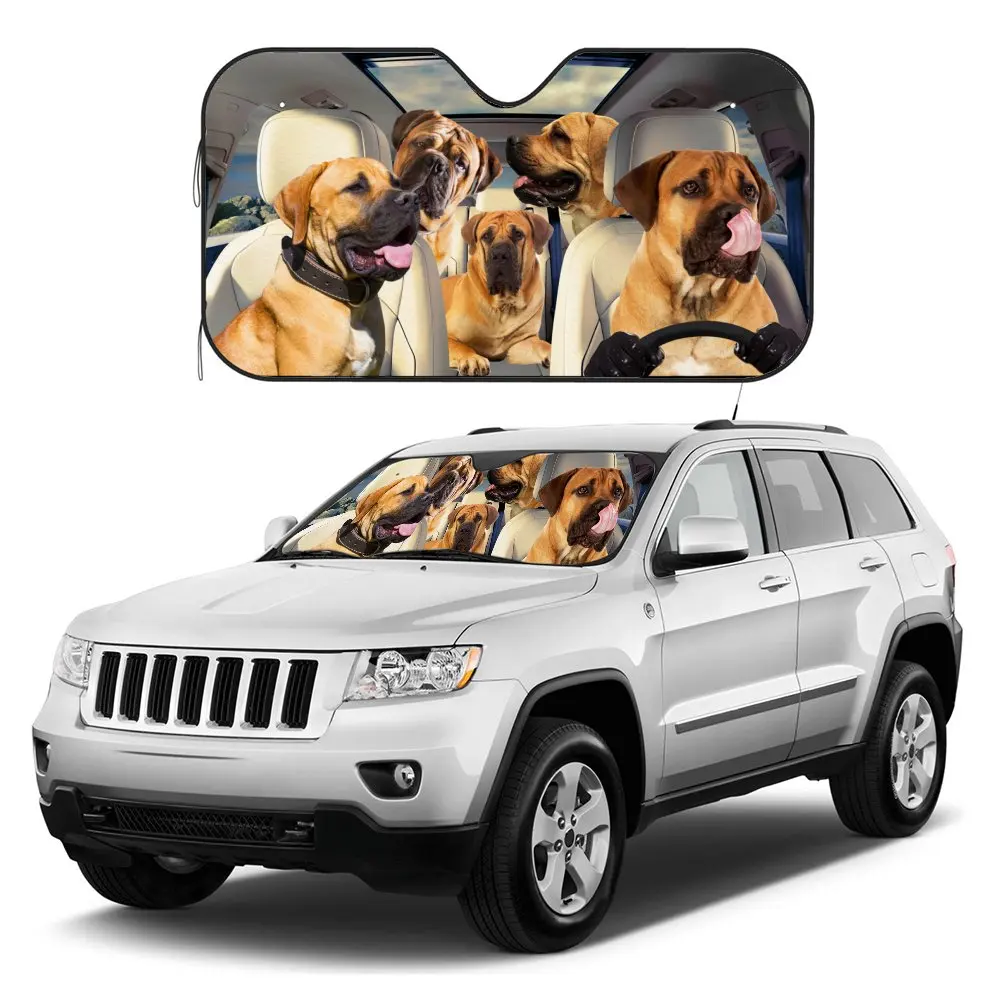 Boerboel Dog Driving Car Interior Front Windshield Sun Shade,Samoyed Auto Accessories Sunshade for SUV- Blocks Uv Rays Protector