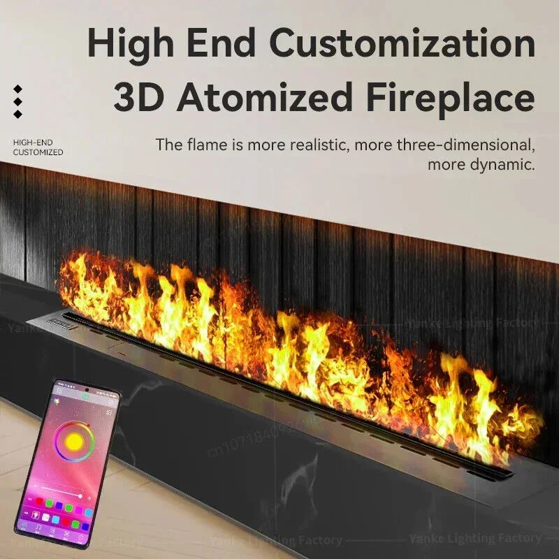3D Simulation Flame Electric Fireplace Water Vapor Atomizing Fireplace Wall Mounted With Smart Control System