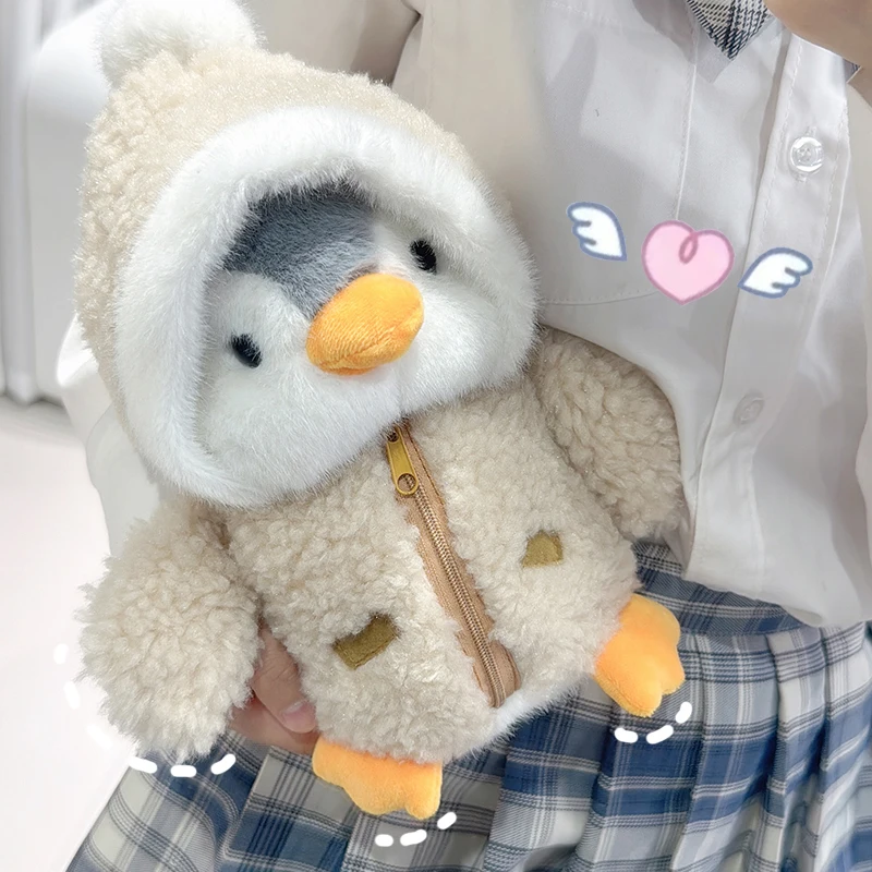 Penguin Plush Toy Sleep Doll Stuffed Animal Pillow Comforting Fluffy Wearing Clothes and Hats 25cm