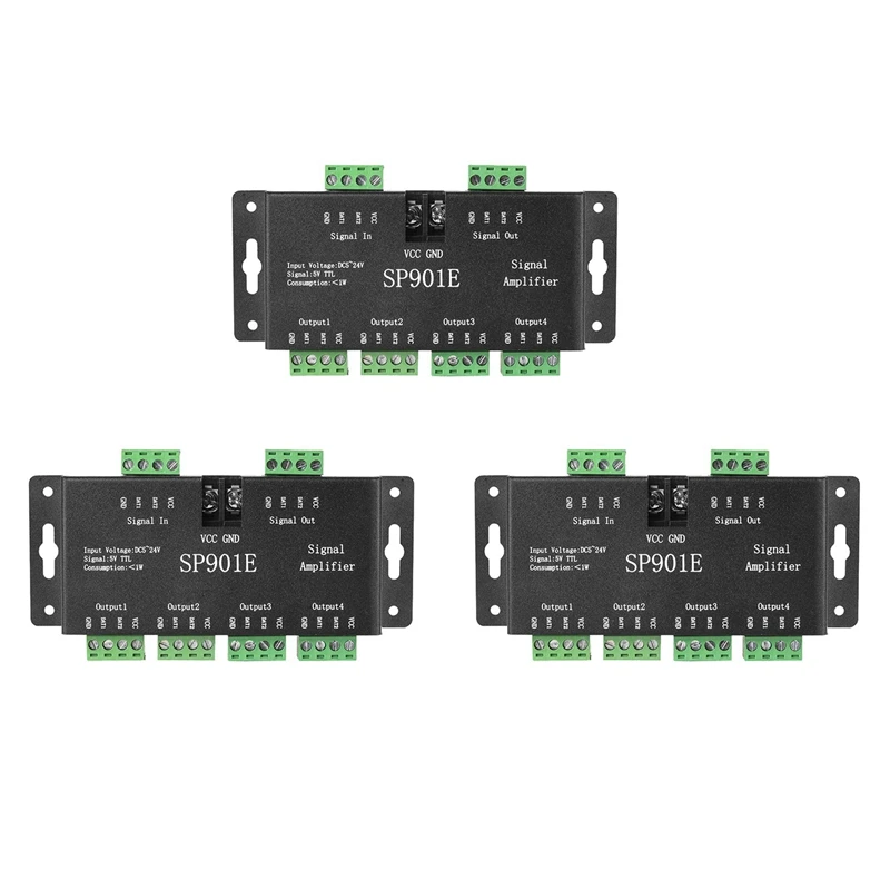 

3X SP901E LED Pixel SPI Signal Amplifier Repeater Addressable LED Strip And Dream Color Programmable LED Matrix Panel