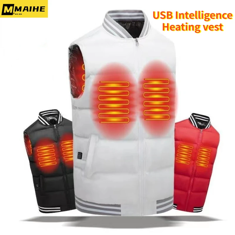 

New Upgrade Intelligent heating Vest Men Women Usb Heated Coat vest Heating Thermal Clothing Camp out Winter Fashion Heat Jacket