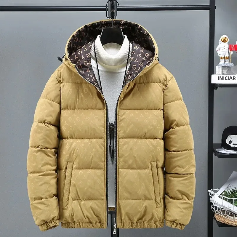 Men Winter Puffer Jacket Thick Warm Windproof Coat Luxury Brand Fashion Print Streetwear Hooded Harajuku Parka Jacket Outerwear