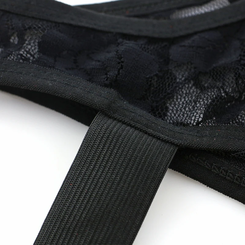 Men\'s Sexy Underwear Sheer Lace Thong Mini Lingerie Double Butthong Panties Men\'s Seat Belt Gay Exotic BDSM Fetish Sissy Bikini