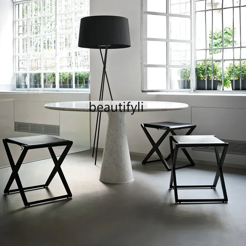 TTT Italian minimalist natural marble round dining table Nordic light luxury, creative simplicity and modern furniture