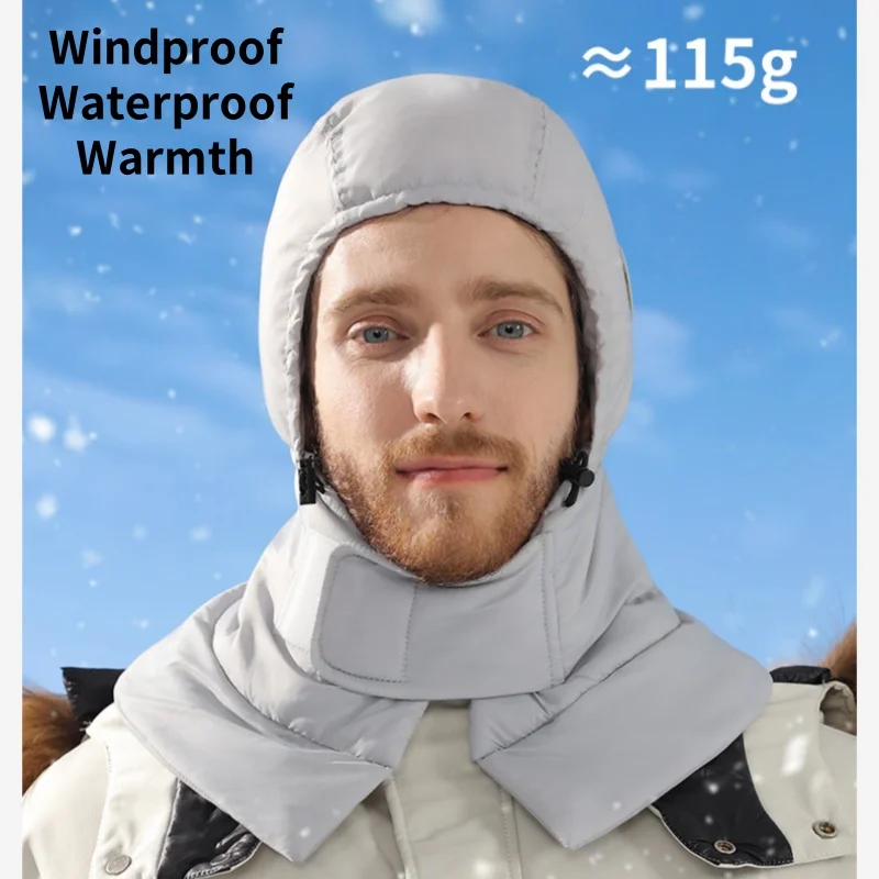 

Outdoor Skiing Winter Cycling Windproof Waterproof Thickened Warm Down Cotton Hat Lengthened Neck Warmer Soft