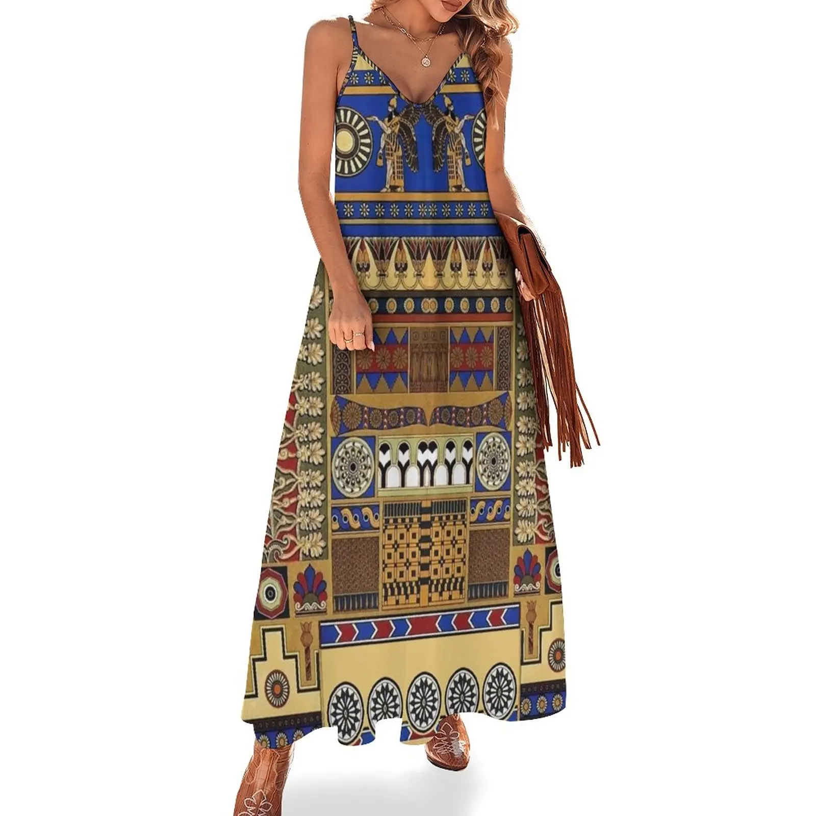 

Ancient Assyrian Art Sleeveless Dress Women's summer dress Women's long dress