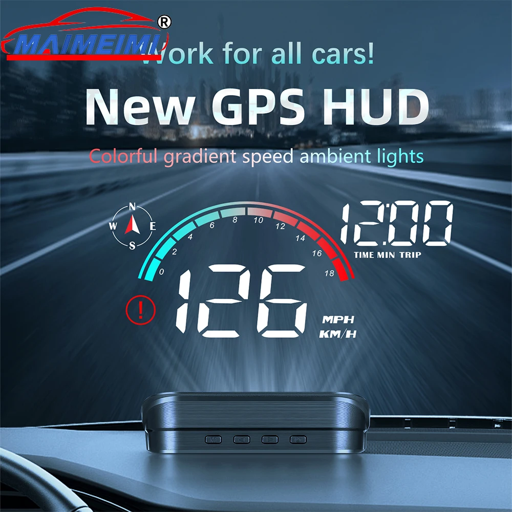 M22 Car HUD Head Up Display Digital GPS Speedometer Windshield Projector MPH/KMH Speed With Compass Time