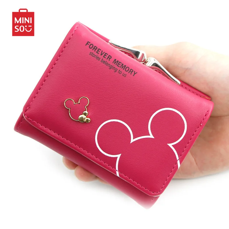 

Disney Mickey Mouse woman bag PU Fashion Cute wallet Designer Coin Purse Hasp Sweet Credit Card Holder Women Short Wallet