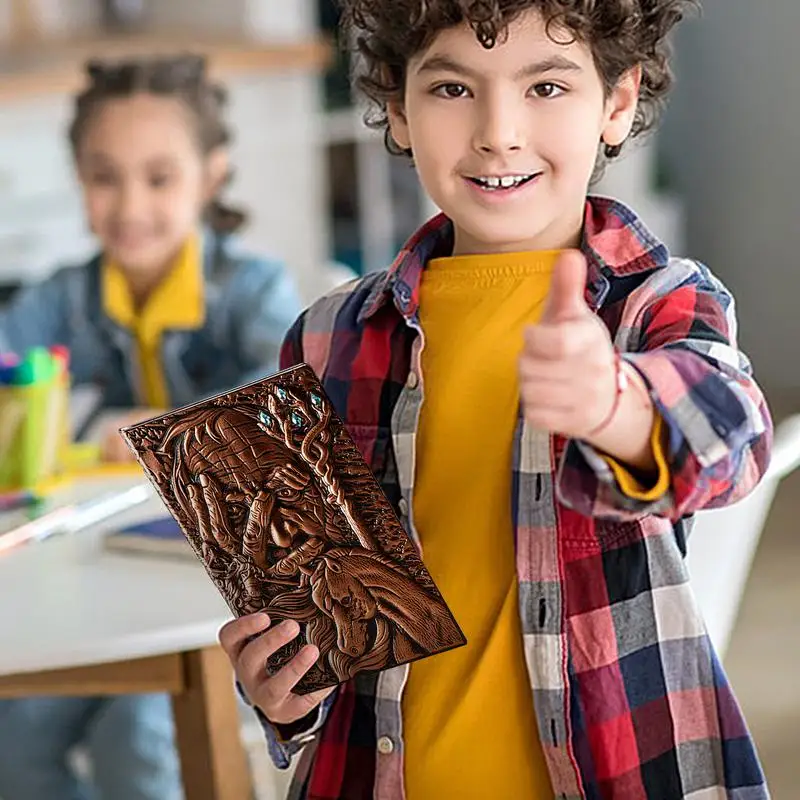 สมุดบันทึกหนังลายนูนสำหรับเขียนสมุดบันทึกการเดินทางทำมือหนัง PU แบบวินเทจสมุดเครื่องเขียนตกแต่ง200หน้า