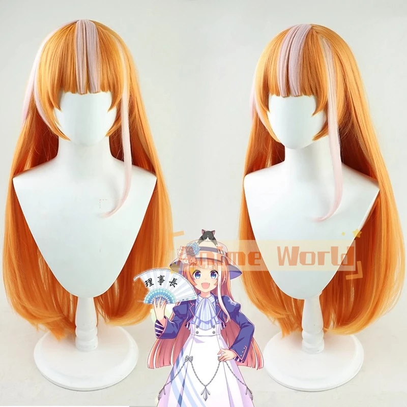 Peluca de Cosplay de Anime Uma Musume Pretty Derby Akikawa Yayoi, accesorio para fiesta de Halloween, pelo sintético de fibra resistente al calor + gorro de peluca