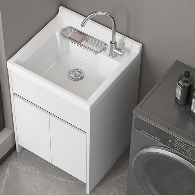 Balcony laundry pool Honeycomb aluminum laundry ceramic wash basin Large sink Small floor-to-ceiling deepening integrated basin