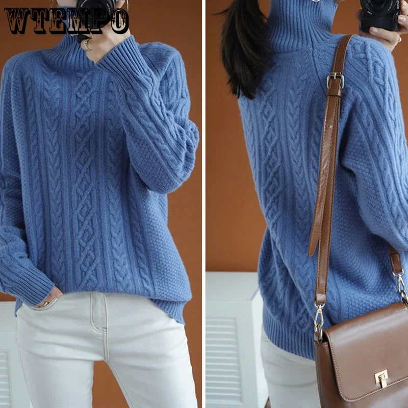 Women Turtleneck Sweater Autumn Winter Warm Soft Knitted Pullover Female Jumper Women Sweater Tops Turtle Neck