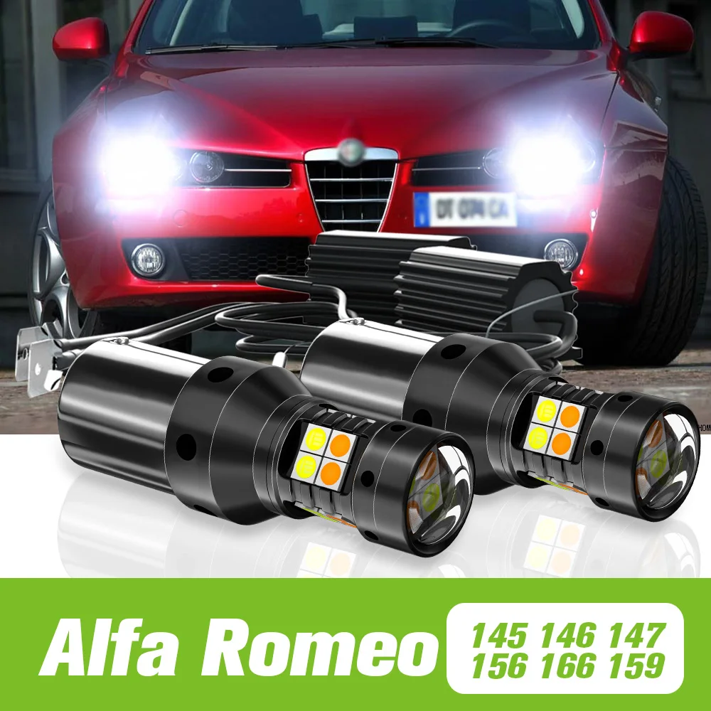 2pcs For Alfa Romeo 145 146 147 156 166 159 Dual Mode LED Turn Signal+Daytime Running Light DRL Accessories