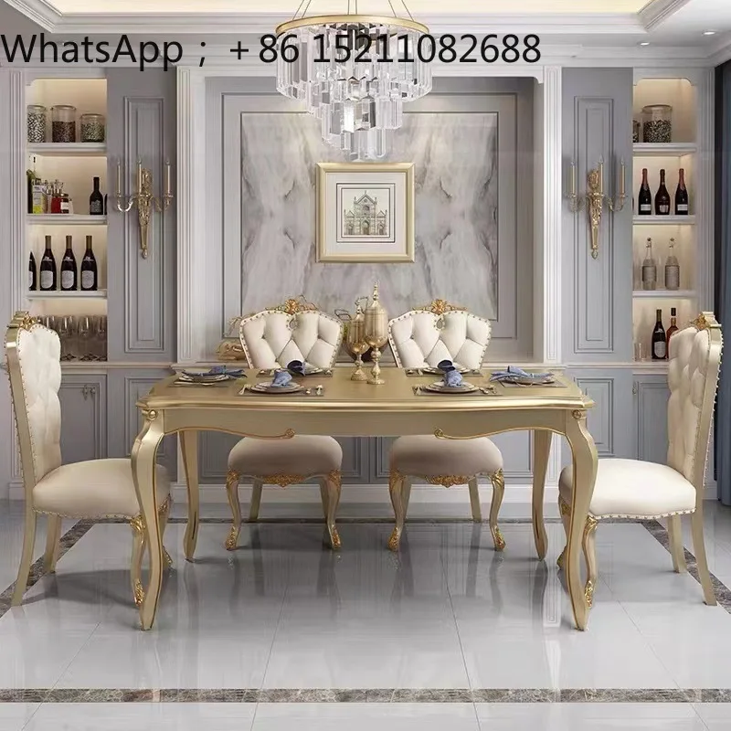 LLY marble simple household dining table and chairs light luxury rectangular solid wood dining table and chairs