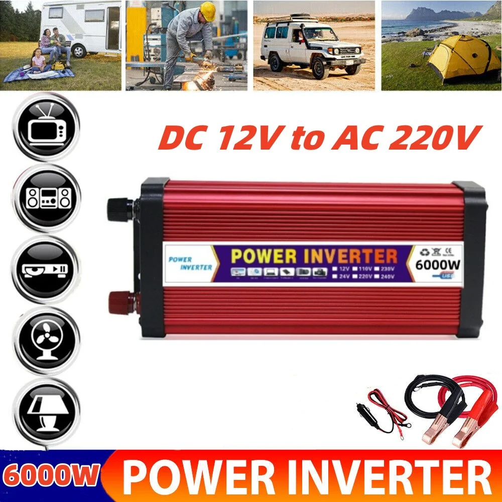 

Car Power Inverter 4000W 5000W 6000W Modified Sine Wave Inverter DC 12V to AC 110V 120V Car Converter Dual USB Ports