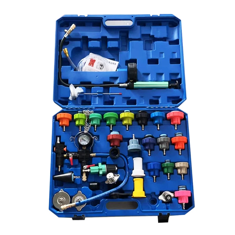 New 34Pcs Universal Radiator Pressure Tester Vacuum Type Cooling System Test Detector Set Tester Refroidissement