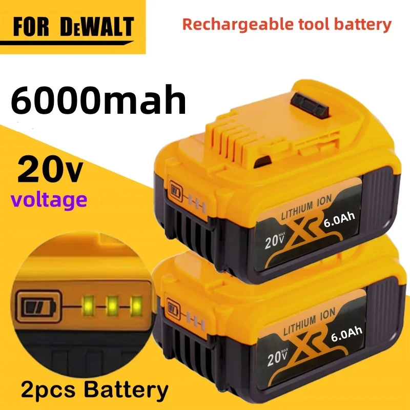 

DeWei 20V 6.0 Ah Rechargeable Electric Tool Battery DCB184 DCB181 DCB200 6A 18V 20V Replacement Lithium ion 18650+Free Delivery