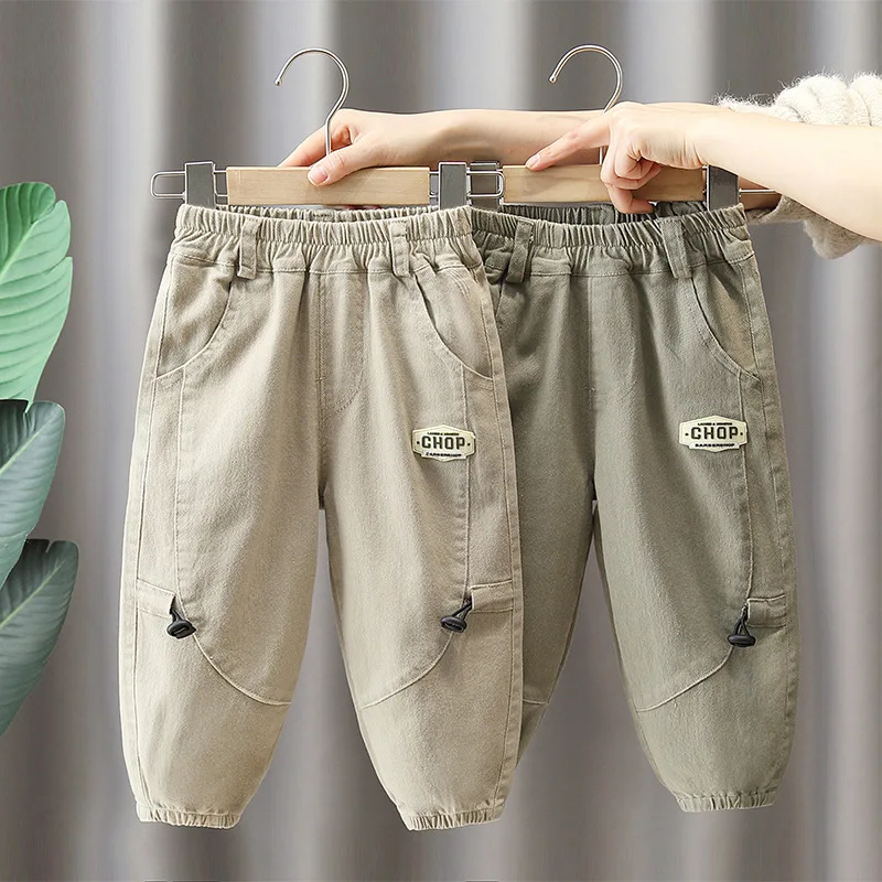 

2-8 Years New Spring Autumn Boys Pants Kids Letter Long Trousers For Kids 3 Color Casual Pants Children Loose Pants