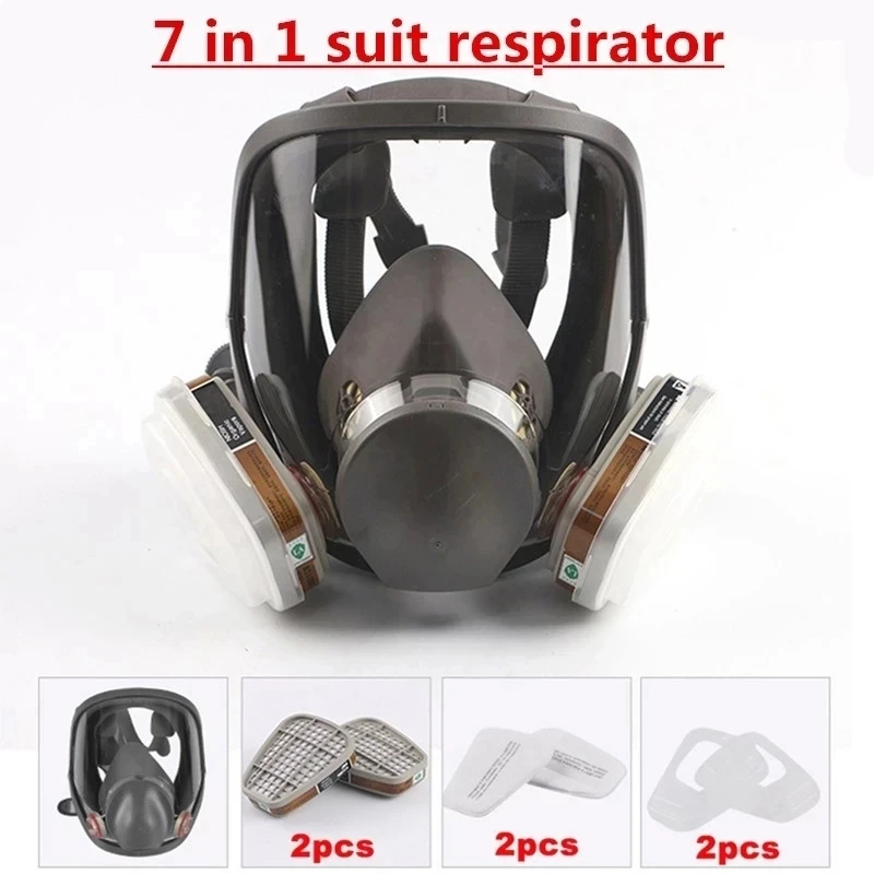 

7 In 1 6800 Industrial Painting Spraying Respirator Gas Mask 2 In 1 Suit Safety Work Filter Dust Full Face Mask Replace