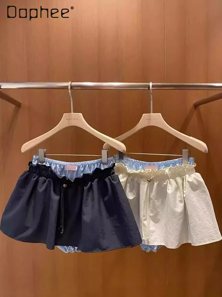 

Korean Ins Trendy Splicing Color Elastic Waist Mini Skirt Women Summer New Sweet Girl Personality Fake Two-piece Tutu Skirts