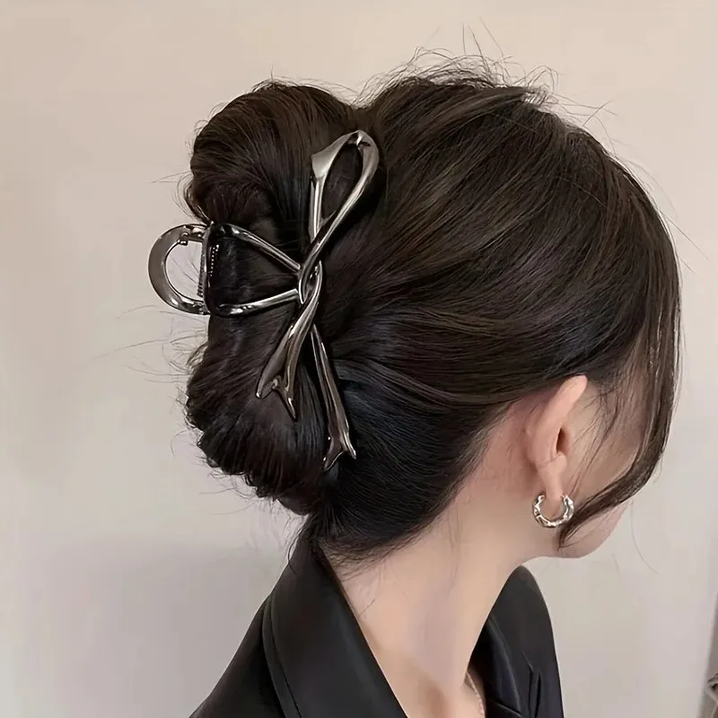 1 fermaglio per capelli posteriore da donna con fiocco irregolare multicolore Clip per squalo con senso avanzato dal Design semplice adatto per noi tutti i giorni