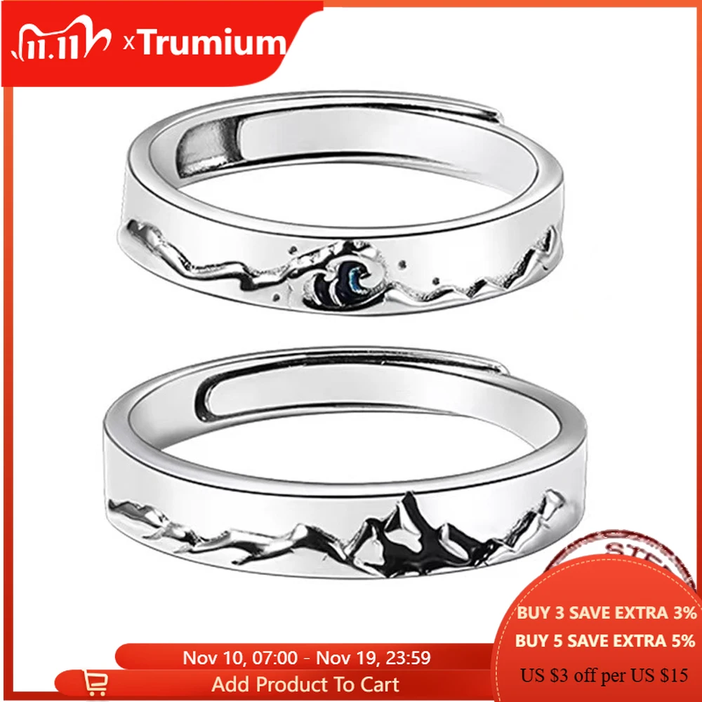 

Пара колец из серебра пробы с горным хрусталем для жены, мужа, регулируемое Обручальное Обещание, свадебный подарок для пар