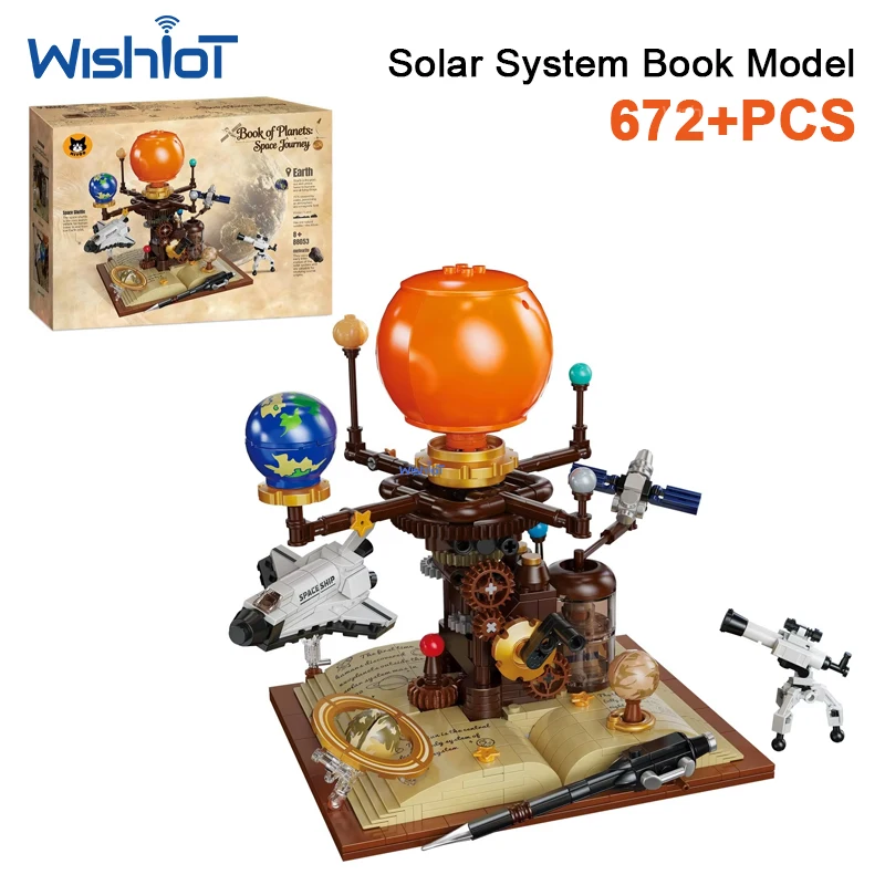 

672pcs Solar System Orrery Building Blocks Rotating Galaxy Model Astronomy Science Toy Space Journey Educational Bricks Gift