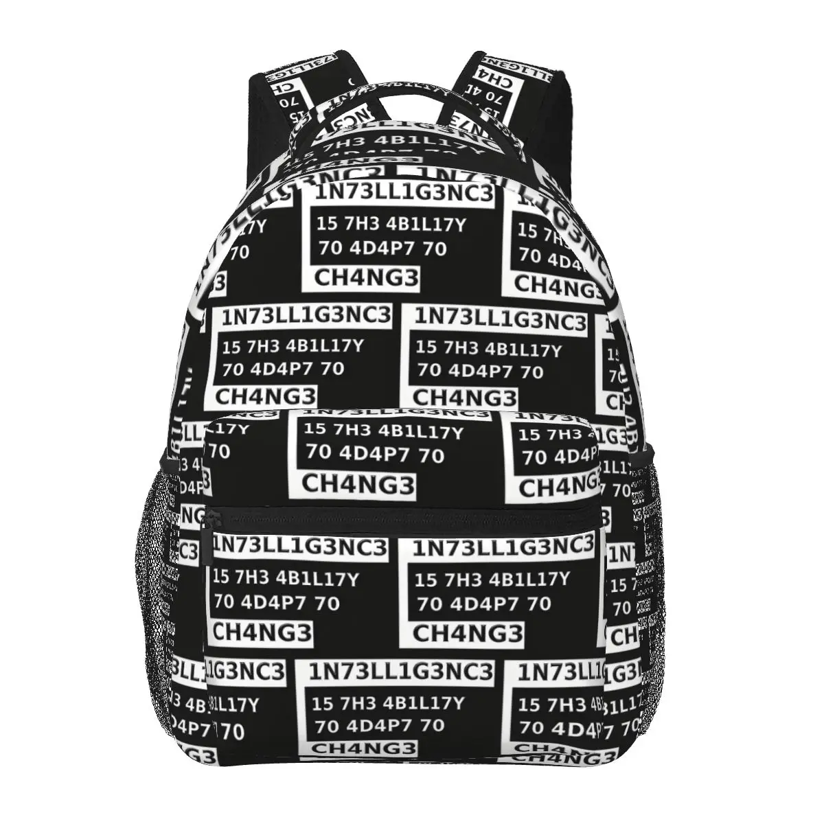 Geek Tops Intelligence Is The Ability To Adapt To Change Letters Print Backpacks Bookbag School Bags Rucksack Shoulder Bag