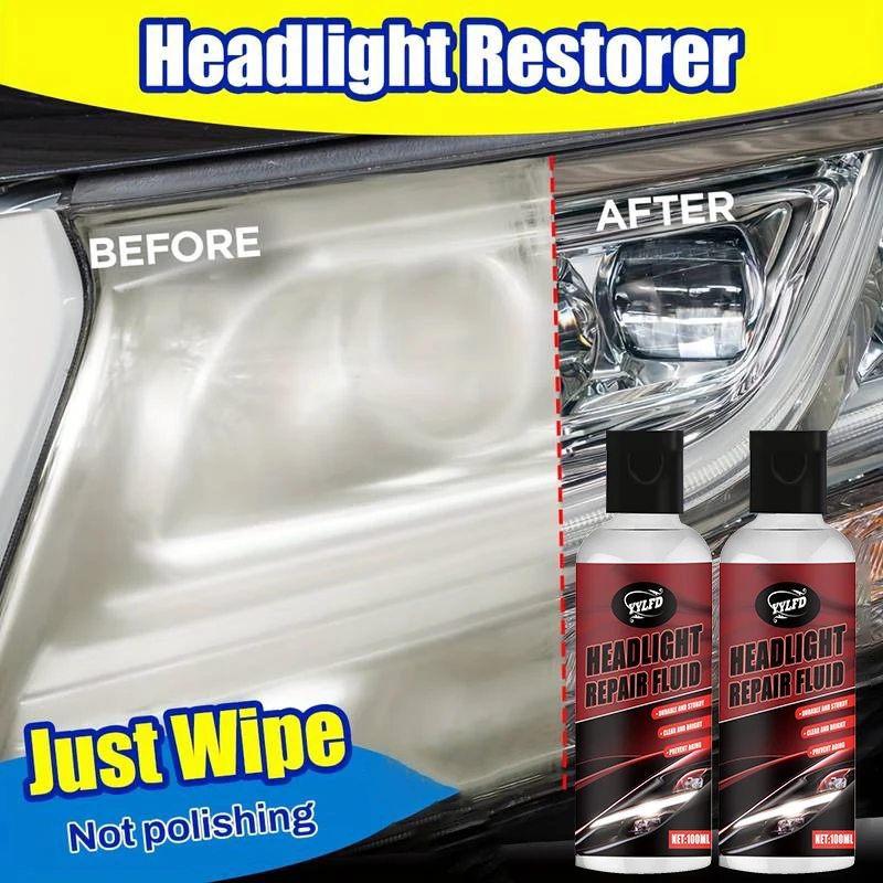 Car Headlight Refurbishment Repair Fluid Set Tool Polishing Car Headlight Scratching Yellow Lampshade Quick-Brightening Cleaning Agent Artifact