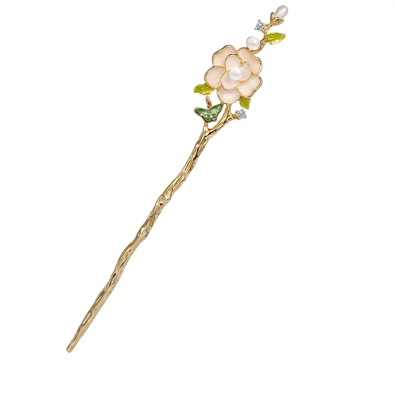 

Camellia headdress new ball head disc hair hairpin new high-end Chinese pink modern hairpin women