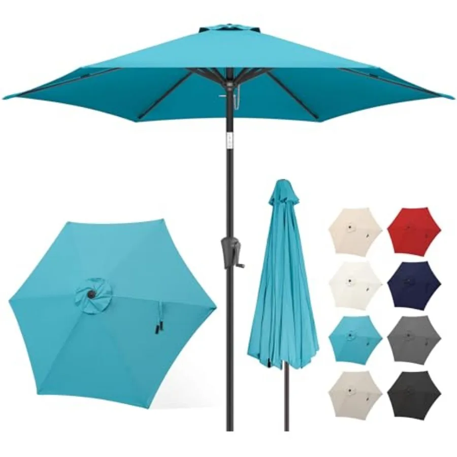 Patio Umbrella - Outdoor Umbrella with Push Button Tilt and Crank for UV Protection, Table Market Umbrella for Garden, Deck, Ba