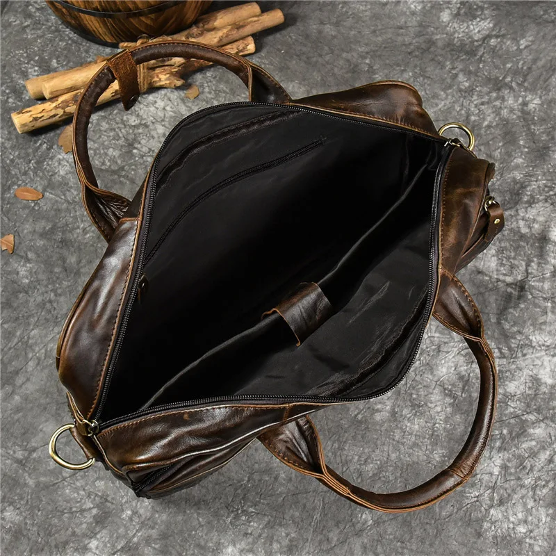 حقيبة يد جلدية عالية الجودة للرجال بسعة كبيرة لتخزين الكمبيوتر وحقيبة كتف متعددة الوظائف