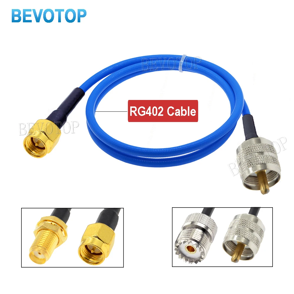 PL259 UHF Male to SMA Male Connector Adapter RG402 Cable Semi-Flexible Cable 50 Ohm RF Coaxial Pigtail Extension Cord Jumper