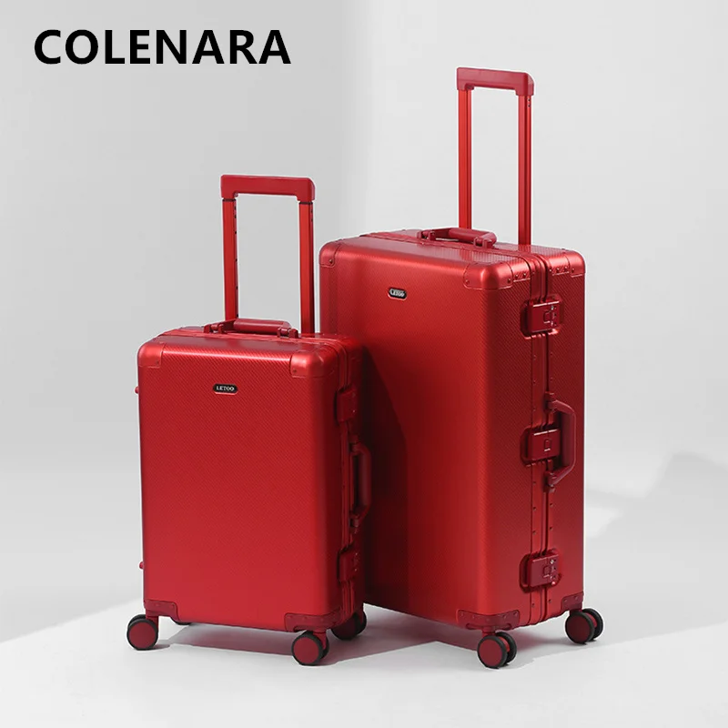 COLENARA 20Inch New Suitcase All Aluminum Magnesium Alloy Boarding Box Students Trolley Case 26