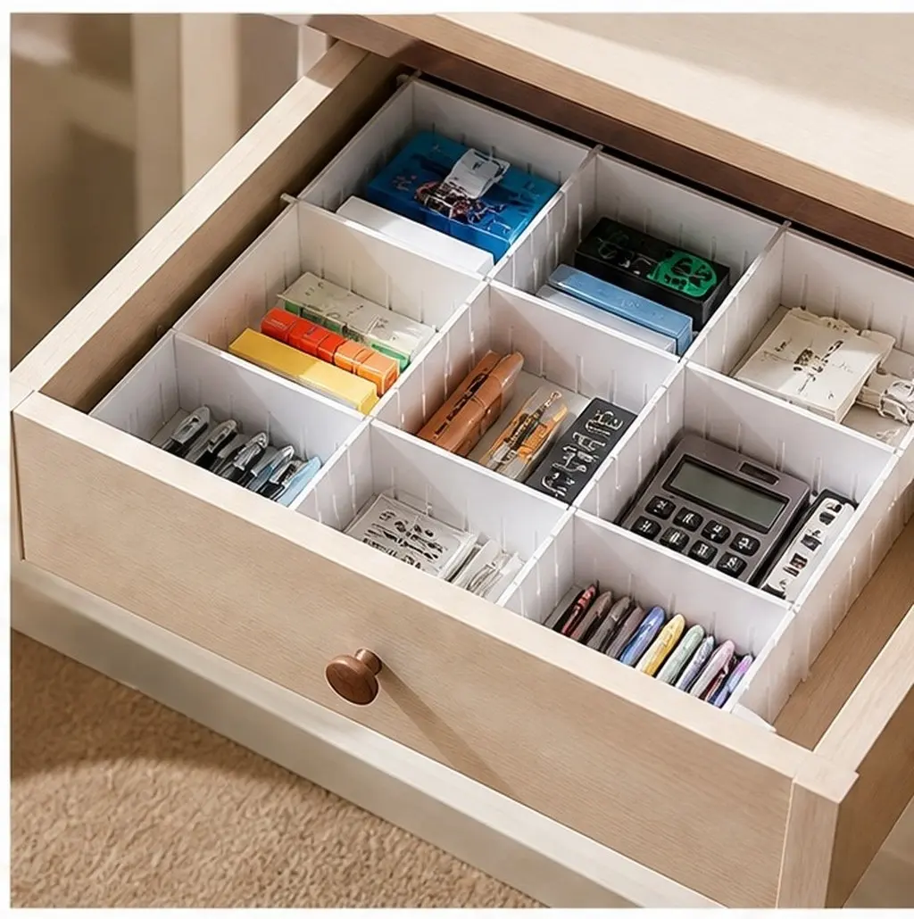 34Pcs Plastic Drawer Divider Set Adjustable Free Combination Organizer for Home Storage Multipurpose Drawer Partition Separator
