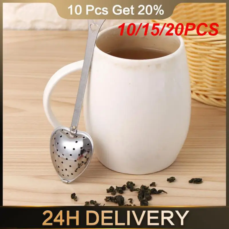 10/15/20PCS Tea-strainer Antirust Heart-shaped Leaky Tea Kitchen Gadget Tea Set Portable Stainless Steel Teaware Tea Filter Tool