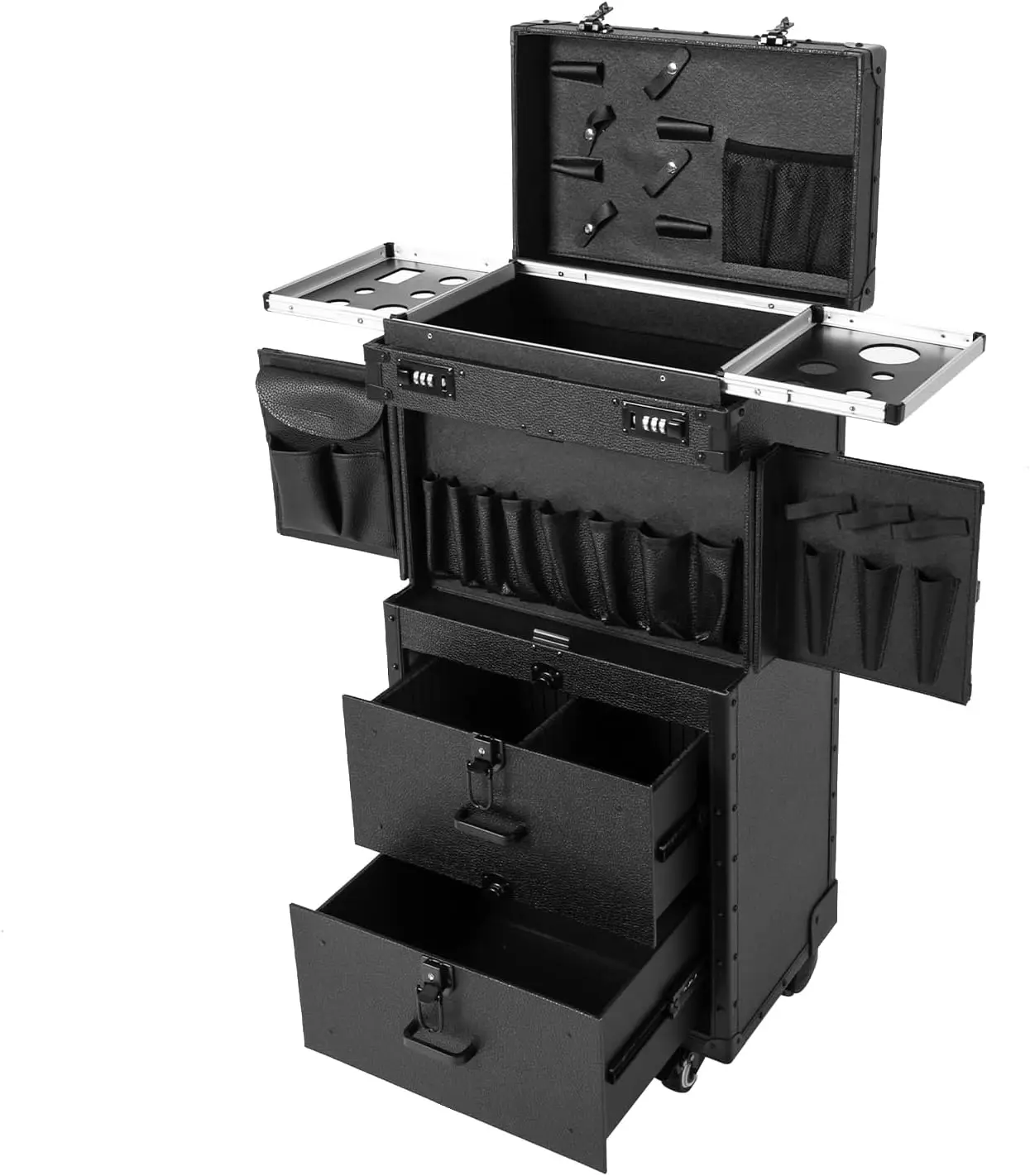 Rolling ล็อคแต่งหน้ารถไฟ,รถเข็นผม Stylist Salon รถเข็นกระเป๋าเดินทางล้อผู้ถือเครื่องเป่าผม,ร้านเสริมสวย