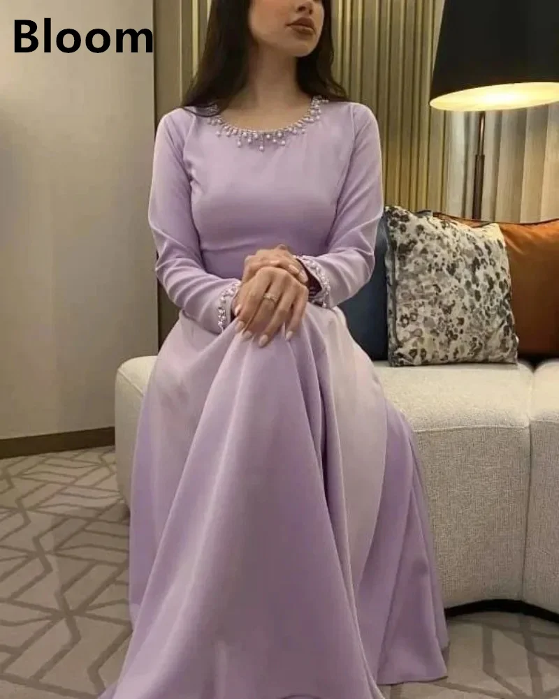 Purple Prom Dresses For Women Evening Dress Beads Backless A-Line Button Vestidos De Graduation Robes De Soirée Party Gowns