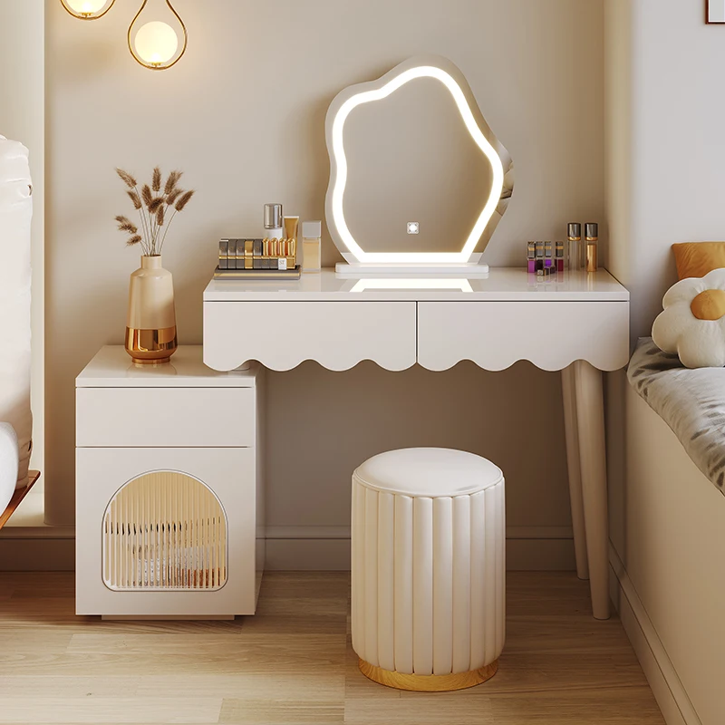 

Dresser Makeup Vanity Table Salon Girls Storage Mirror Vanity Table Modern Luxury Tocador De Maquillaje Bedroom Furniture