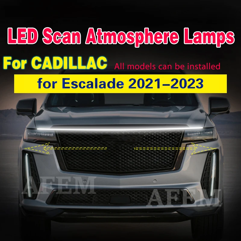 1pcs DRL Flexible Waterproof LED Strip Daytime Running Lights Auto Headlights Scan Starting for Cadillac Escalade 2021-2023