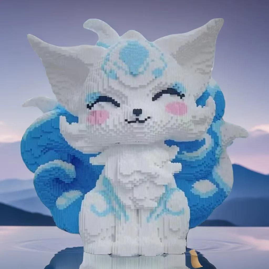 5360 pièces de blocs de construction de renard bleu à neuf queues, cadeaux d'anniversaire de vacances, décoration de bureau et de maison, jouets créatifs d'assemblage DIY pour les 14 ans et plus