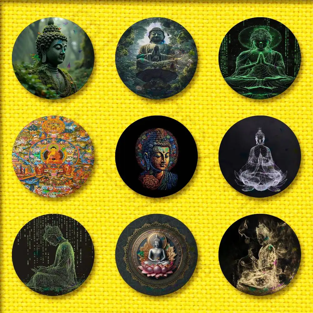 

India Buddha Buddhism Badge For 44mm 25mm 32mm 75mm 58mm Round Pin Brooch Insignia Case Clothes