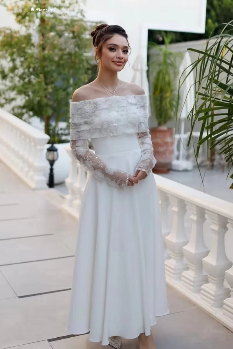 マリッサライン A イブニングドレス女性エレガントなパーティードレス女性のための高級カスタムメイド光沢のあるレースボールガウン女性のウエディングドレス