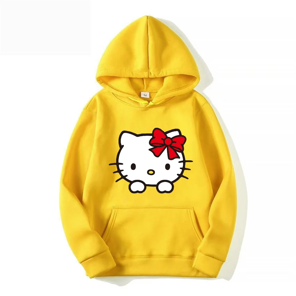 New 90s Harajuku Winter Hello Kitty Cartoon Hoodies Women Harajuku Cute Anime Sweatshirt Manga Streetwear Hoody Female Unisex