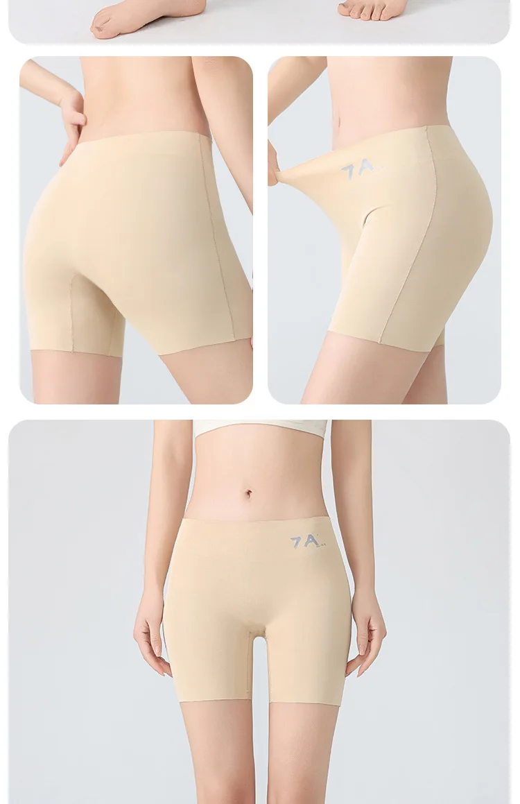 Sommer Neuheit: Damen-Shorts mit Hoher Taille, Nahtlose Sicherheitshose, Blendfreie, Abriebfeste Unterhose, Bauchweg-Effekt, Nicht-kräuselnde Basis-Hose – Detail 14
